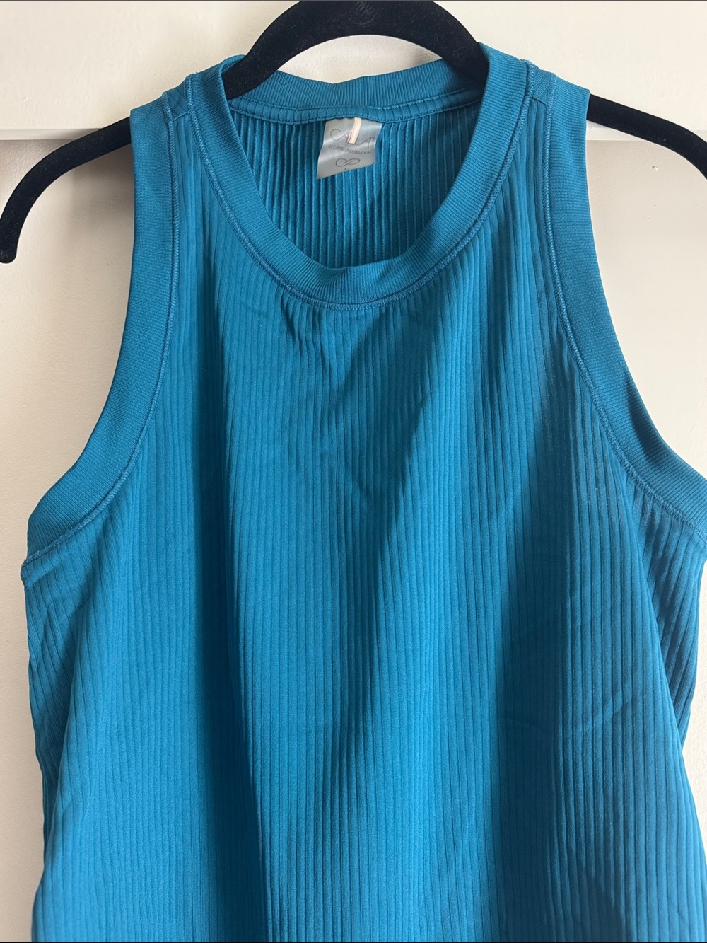 Calia Classic Ribbed Tank Top workout - Teal Blue Large - Picture 4 of 9